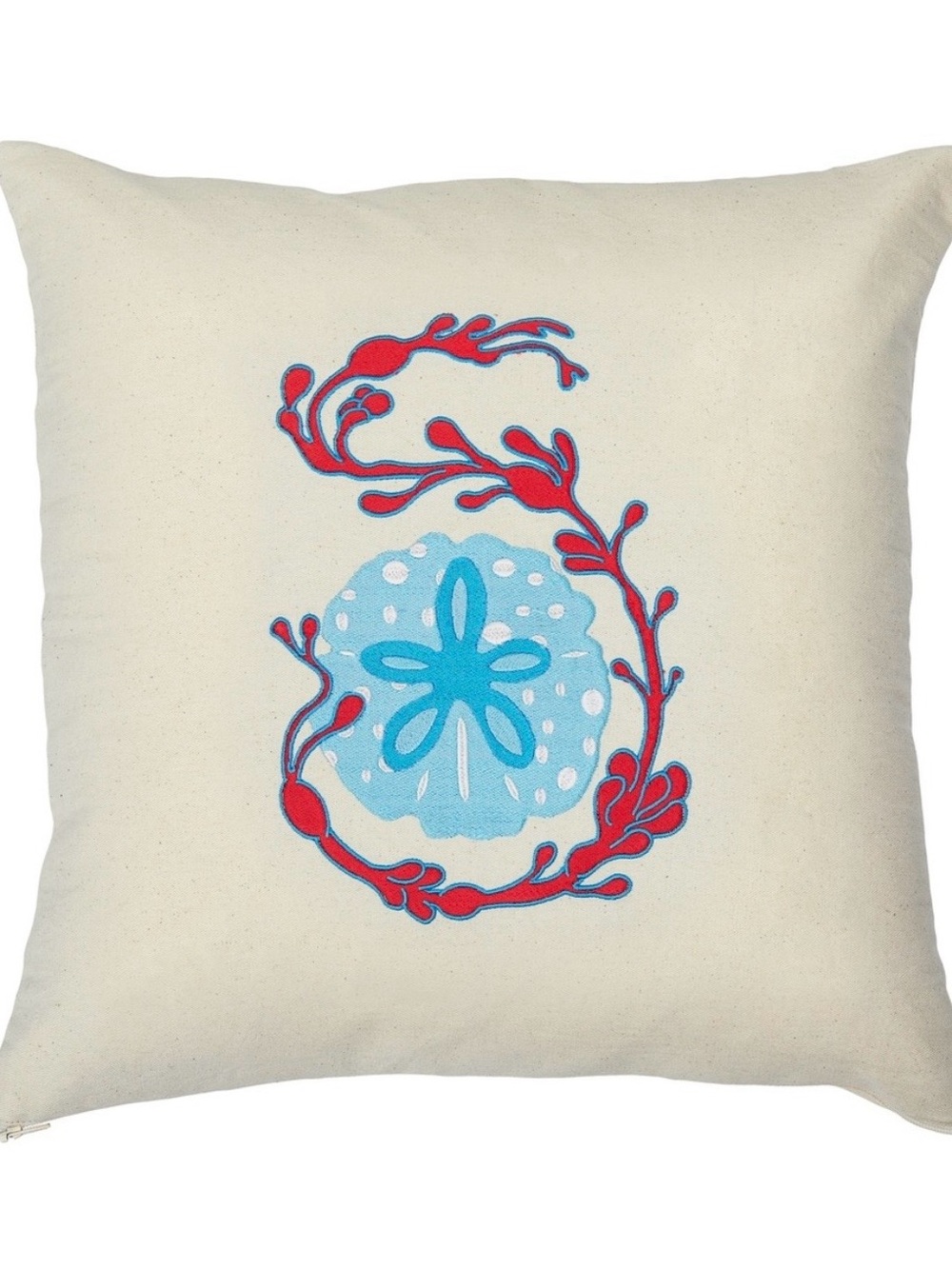 Blue & Red Sand Dollar Throw Pillow - Coastal Accent